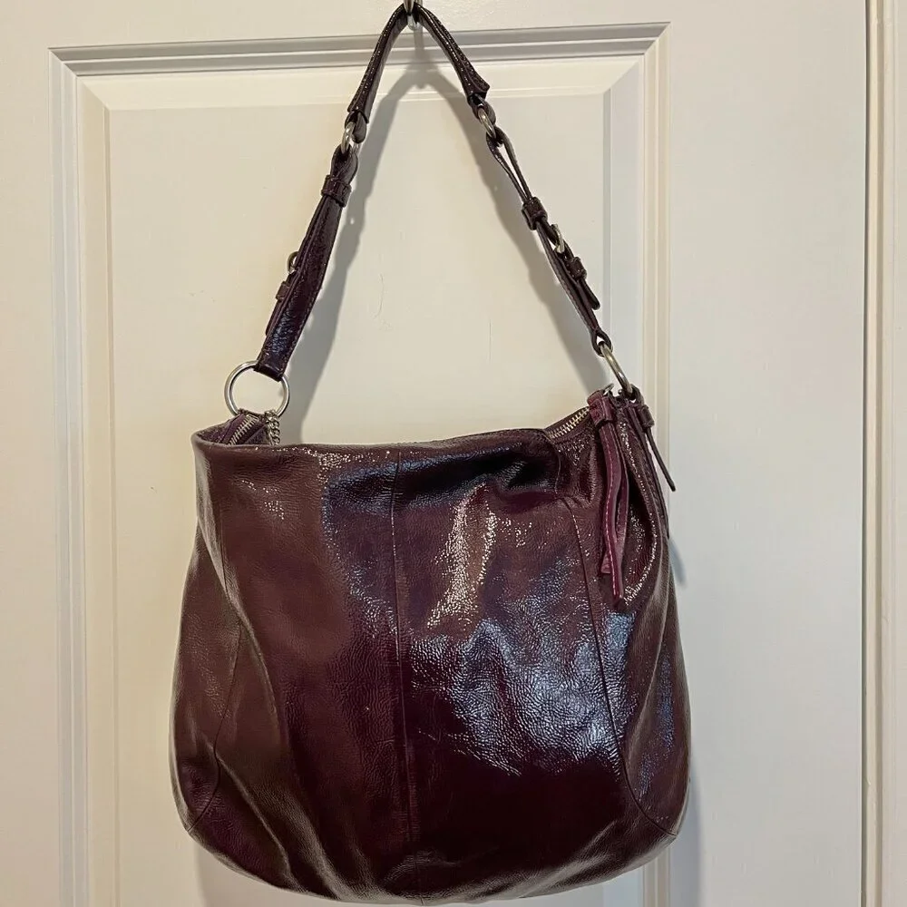 Coach HOBO Shoulder Bag, Purple Patent Leather with HANG TAGS zip close